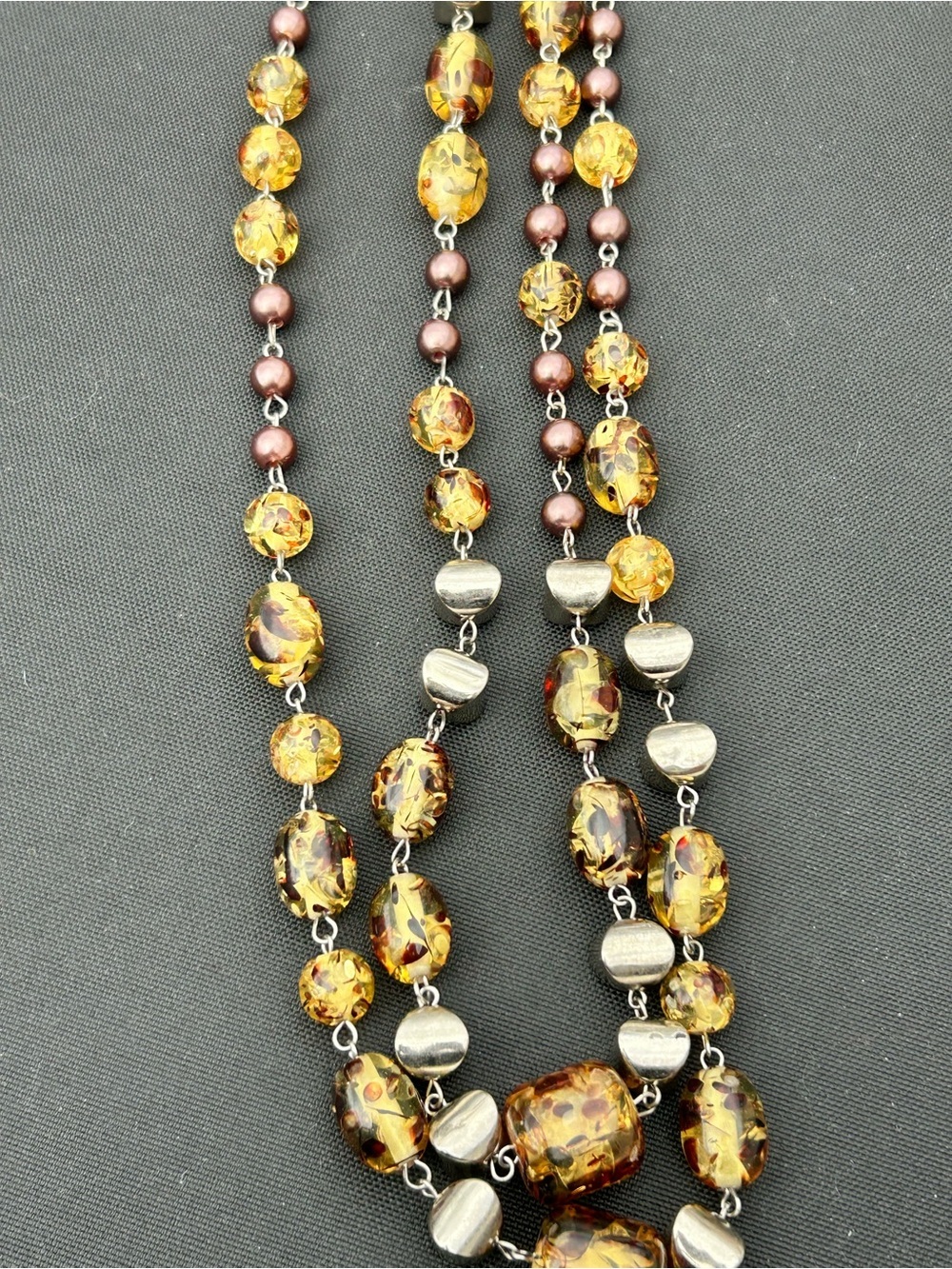 4/$100 Multi-Strand Yellow Amber Glass Bead Necklace - Women Jewelry